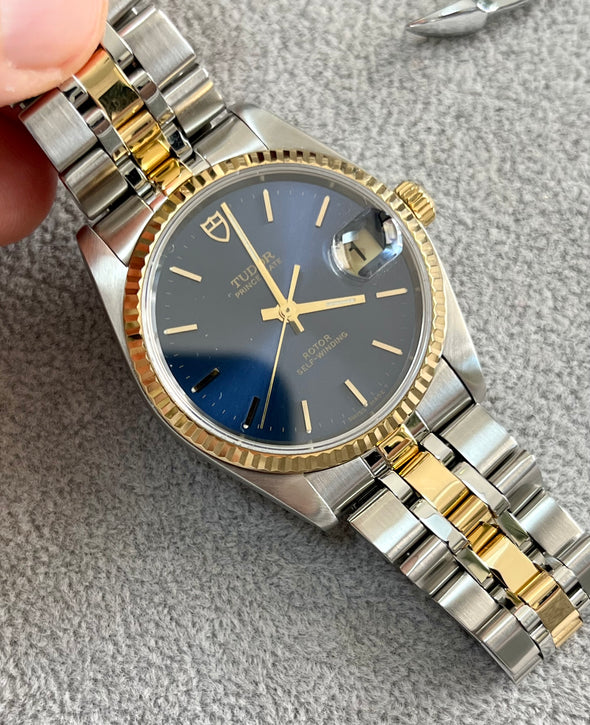 Tudor 74033 Rare sunburst blue dial watch