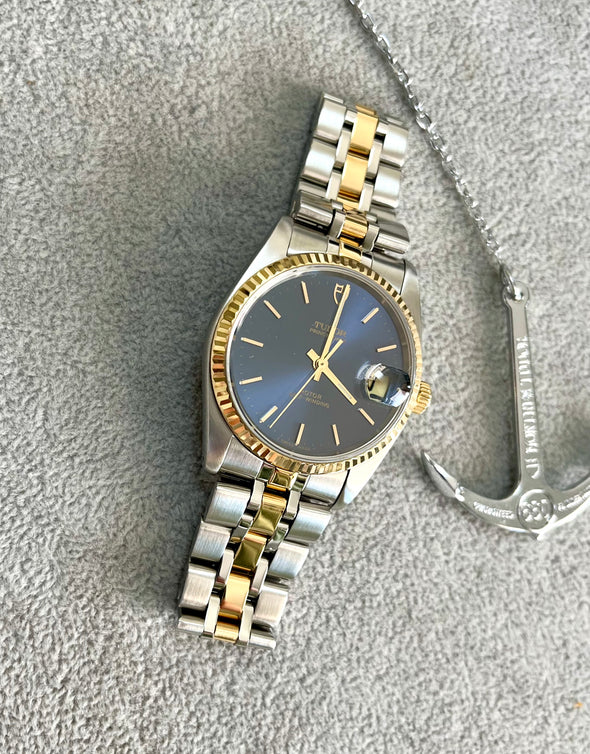 Tudor 74033 Rare sunburst blue dial watch