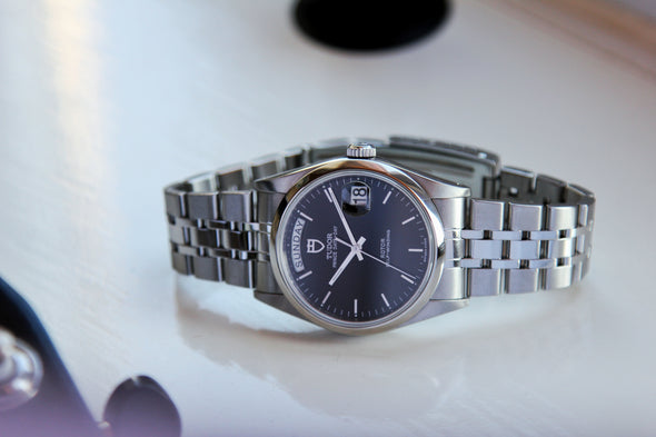 Tudor Prince Date-Day 76200 Black Dial watch with box
