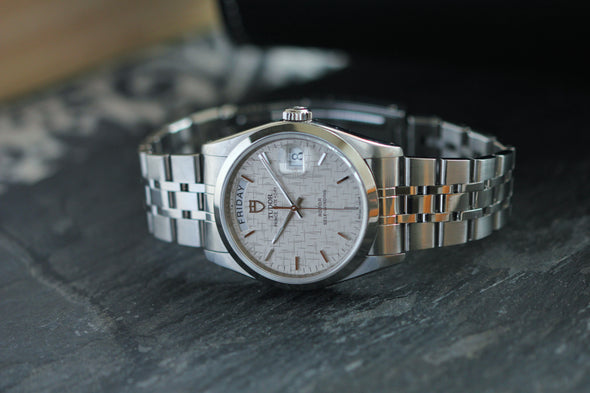 Tudor Prince Date-Day 76200 Automatic Stainless steel Men's Linen Dial Watch