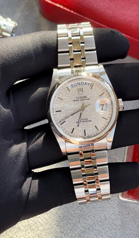 Tudor Prince Date-Day 76200 Automatic Stainless steel Men's Linen Dial Watch