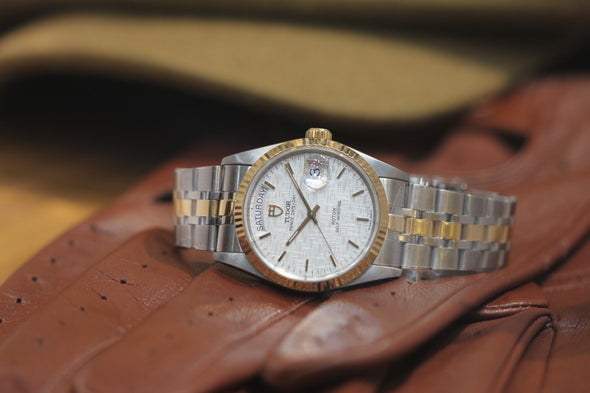 Tudor Prince Date-Day 76213-0019 rare Linen dial Watch