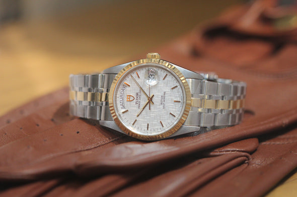 Tudor Prince Date-Day 76213-0019 rare Linen dial Watch