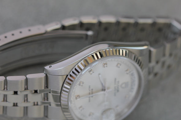 Tudor Prince Date-Day 76214 Diamond dial watch 2019 Full-Set