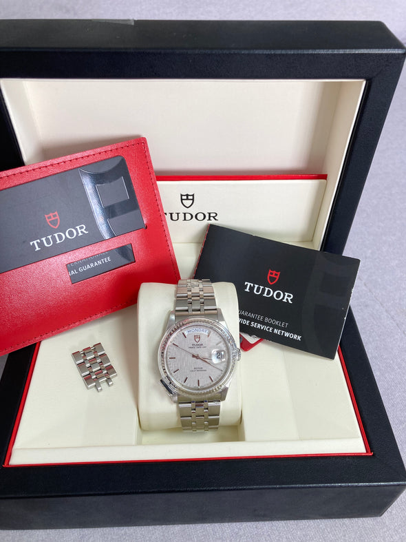 Tudor Prince Date-Day 76214 Automatic Linen dial watch Brand New unworn