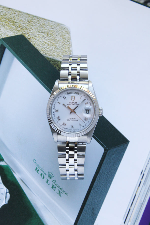 Tudor Prince Day-Date 76214 rare white Roman dial Watch