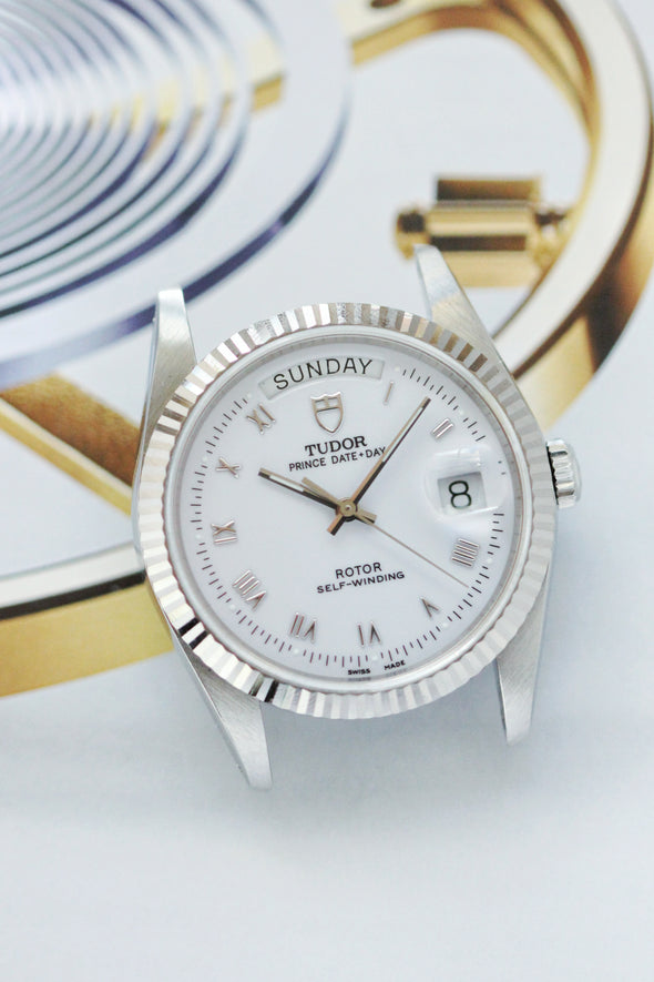 Tudor Prince Day-Date 76214 rare white Roman dial Watch