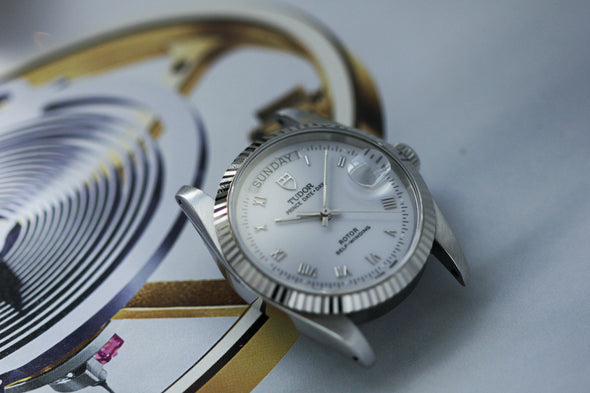 Tudor Prince Day-Date 76214 rare white Roman dial Watch