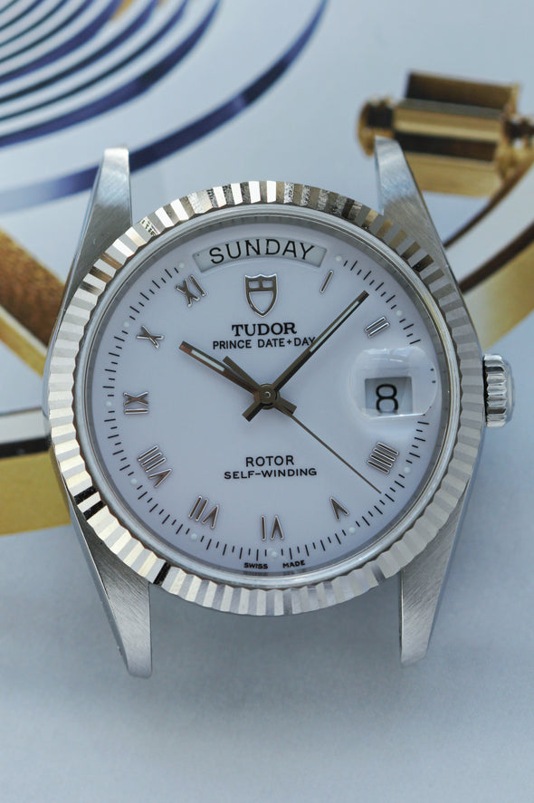 Tudor Prince Day-Date 76214 rare white Roman dial Watch