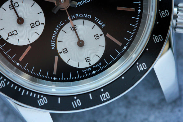 Tudor Prince Date Chronograph 79260 Mini Daytona Rare Reverse Panda Dial Watch