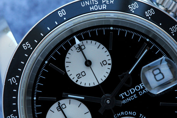 Tudor Prince Date Chronograph 79260 Mini Daytona Rare Reverse Panda Dial Watch