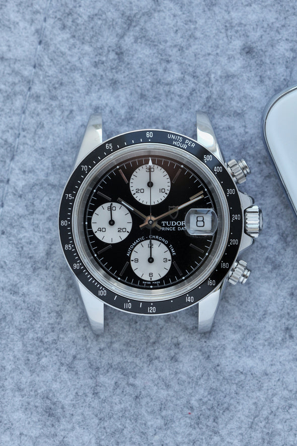 Tudor Prince Date Chronograph 79260 Mini Daytona Rare Reverse Panda Dial Watch