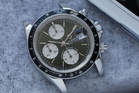 Tudor Prince Date Chronograph 79260 Mini Daytona Rare Reverse Panda Dial Watch