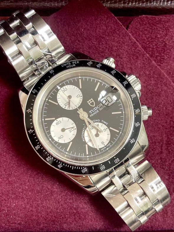 Tudor Prince Date Chronograph 79260 Mini Daytona Rare Reverse Panda Dial Watch