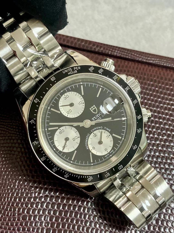 Tudor Prince Date Chronograph 79260 Mini Daytona Rare Reverse Panda Dial Watch