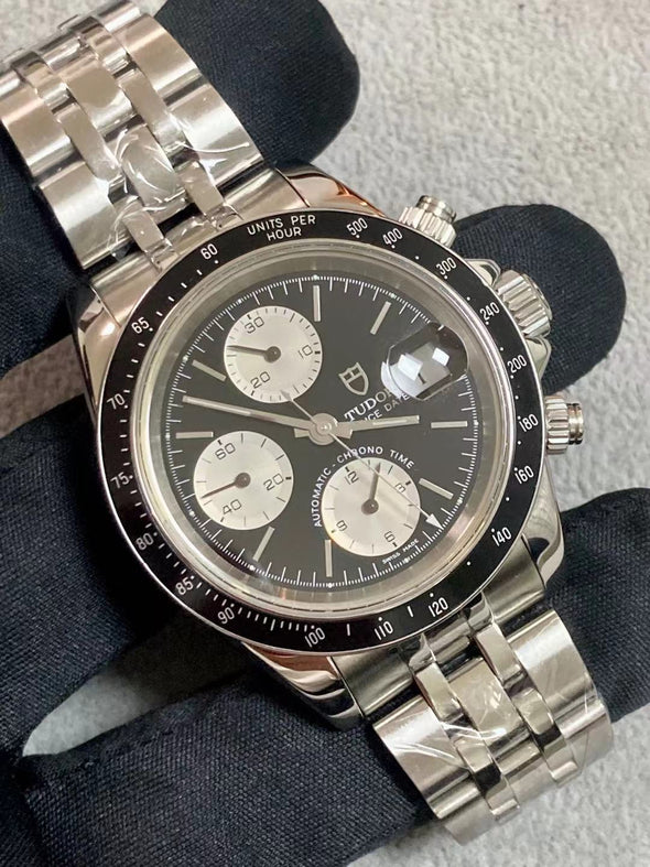 Tudor Prince Date Chronograph 79260 Mini Daytona Rare Reverse Panda Dial Watch