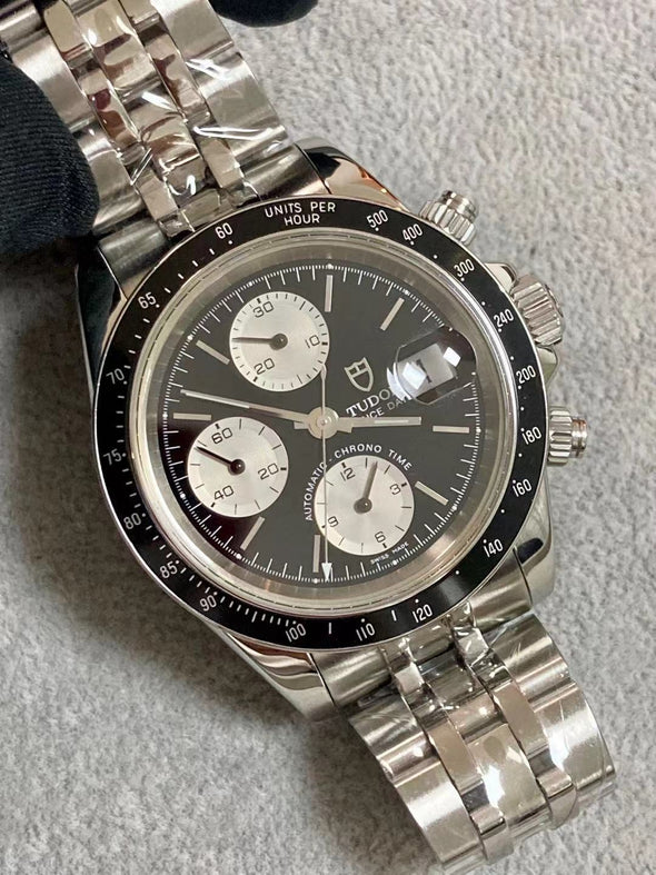 Tudor Prince Date Chronograph 79260 Mini Daytona Rare Reverse Panda Dial Watch