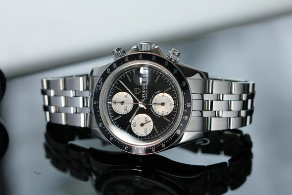 Tudor Prince Date Chronograph 79260 Mini Daytona Rare Reverse Panda Dial Watch