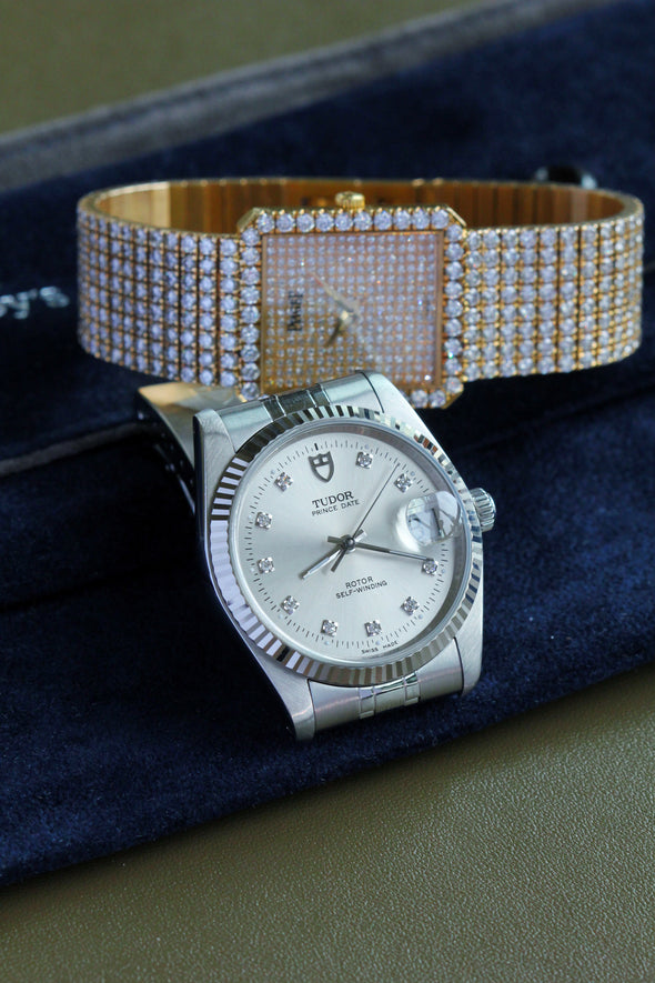 Tudor Prince Date-Day 74034 rare Diamond dial Full-Set Watch