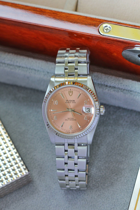 Tudor Prince Date-Day 74034 rare Salmon pink 2-4-6-8-10 dial Watch