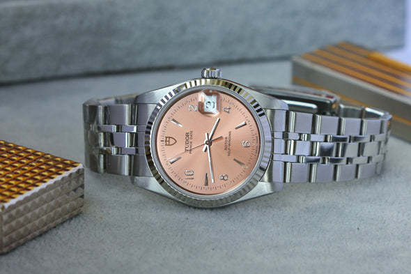 Tudor Prince Date-Day 74034 rare Salmon pink 2-4-6-8-10 dial Watch