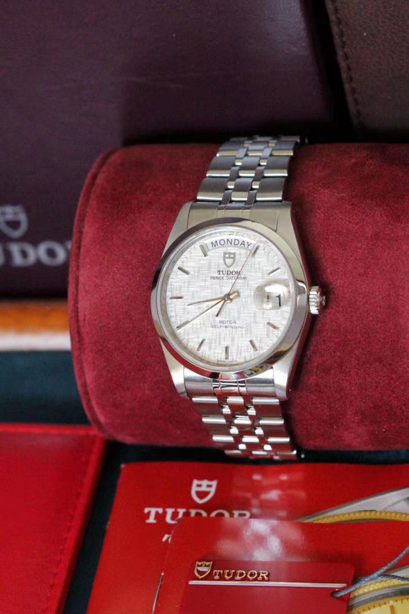 Tudor Prince Date-Day 76200 Automatic Stainless steel Men's Linen Dial Full-set Watch