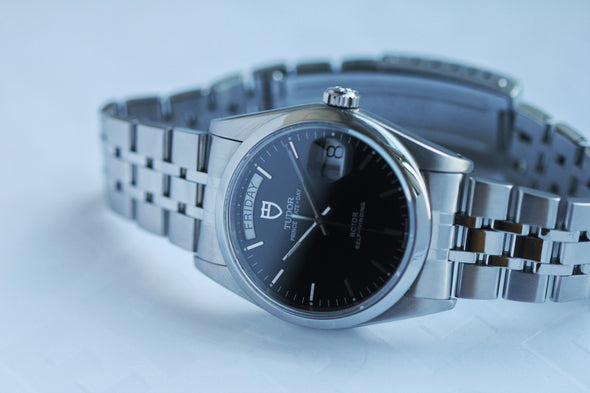 Tudor Prince Date-Day 76200 Black Dial watch with box