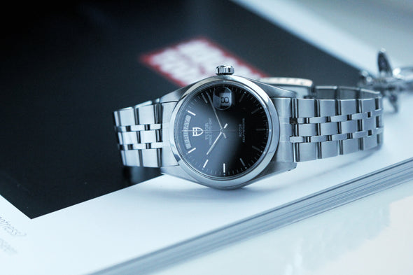 Tudor Prince Date-Day 76200 Black Dial watch with box