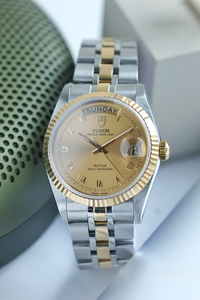 Tudor Prince Date-Day 76213 Automatic Champagne Roman Dial Watch