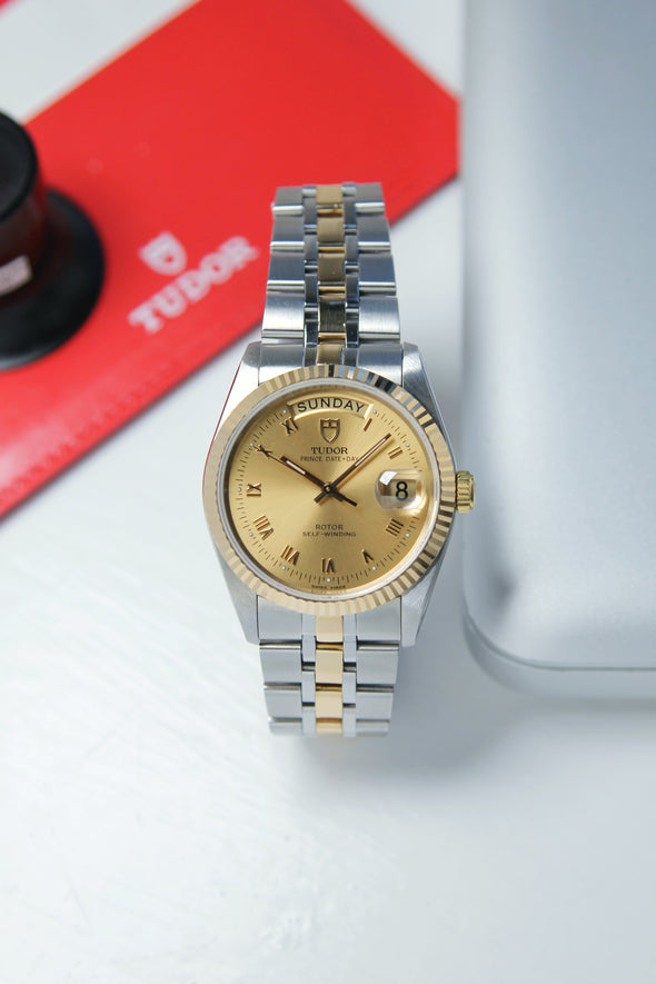 Tudor Prince Date-Day 76213 Automatic Champagne Roman Dial Watch
