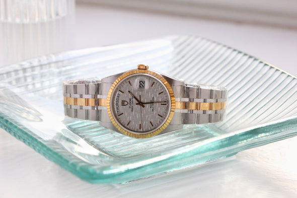 Tudor Prince Date-Day 76213 Automatic Linen Dial watch with sticker full-set Brand New