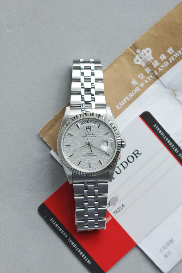 Tudor Prince Date-Day 76214 Automatic Linen dial watch 2018 full-set