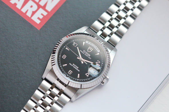 Tudor Prince Date-Day 76214 rare Black Arabic dial Watch