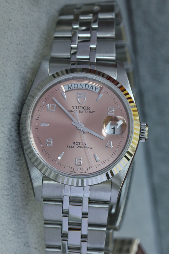 Tudor Prince Date-Day 76214 rare Salmon pink 2-4-6-8-10 dial Watch