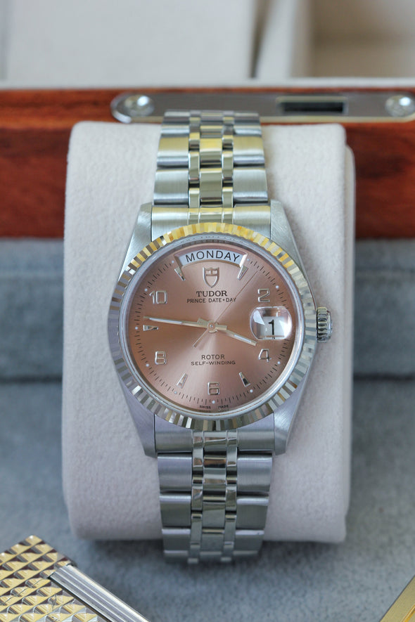 Tudor Prince Date-Day 76214 rare Salmon pink 2-4-6-8-10 dial Watch