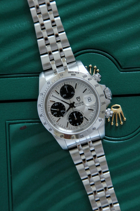 Tudor Prince Date Chronograph 79280 Mini Daytona Rare Panda Dial