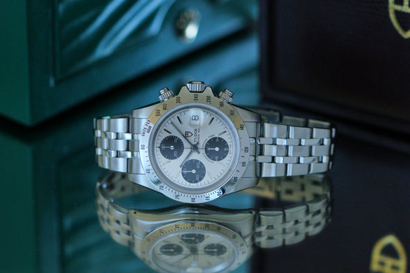 Tudor Prince Date Chronograph 79280 Mini Daytona Rare Panda Dial