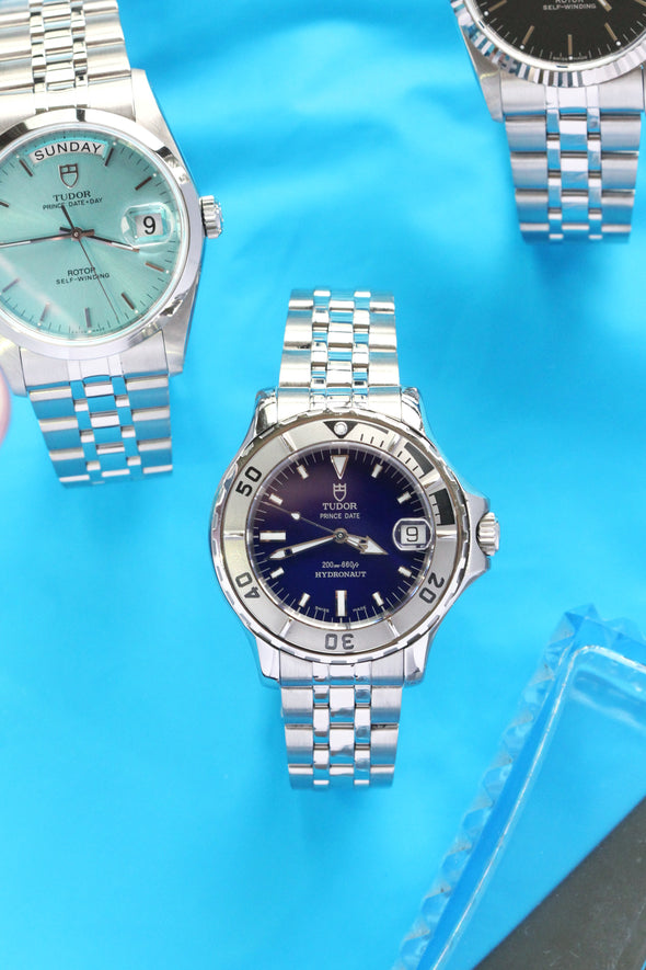 Tudor Prince Date Hydronaut 36mm rare blue dial watch
