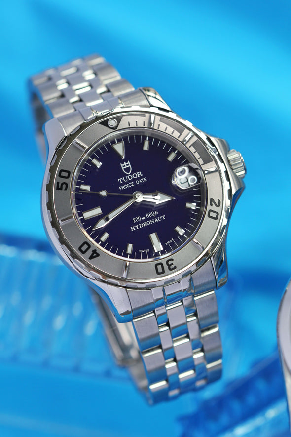 Tudor Prince Date Hydronaut 36mm rare blue dial watch