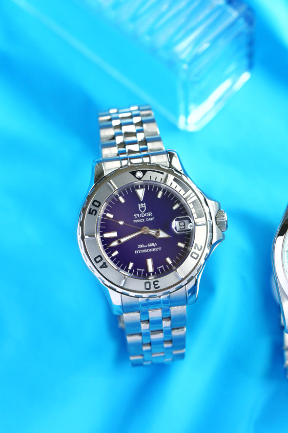 Tudor Prince Date Hydronaut 36mm rare blue dial watch