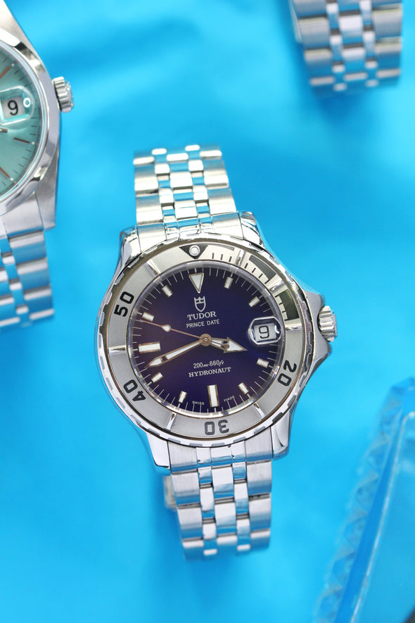 Tudor Prince Date Hydronaut 36mm rare blue dial watch