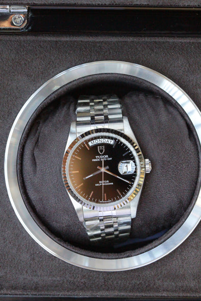 Tudor Prince Day-Date 76214 Black Dial Watch with original box