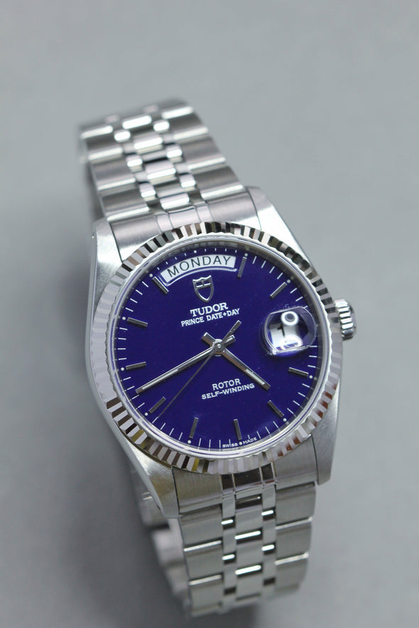 Tudor Prince Day-Date 76214 Rare Blue Dial Watch 2017 Full-Set